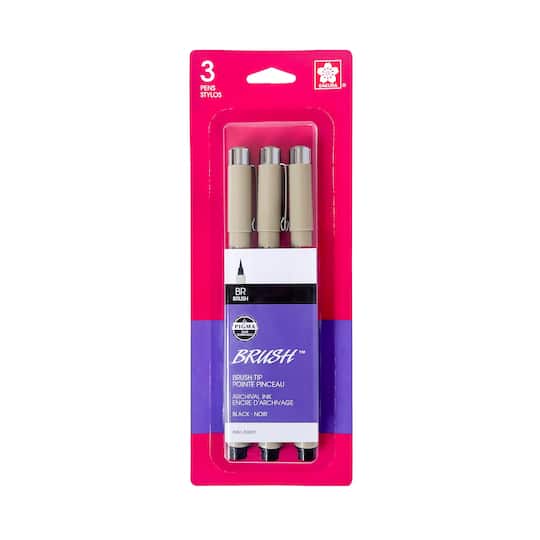 Pigma® Black Brush Pens, 3ct.